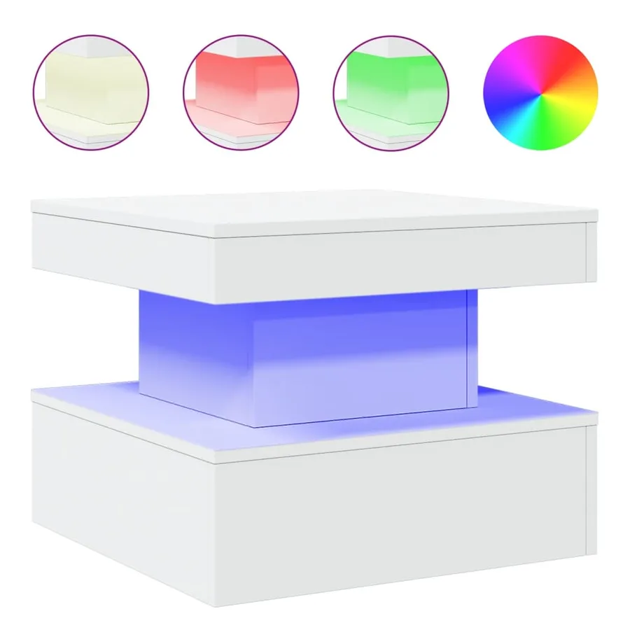 Table basse avec lumières LED blanc 50x50x40 cm - 2