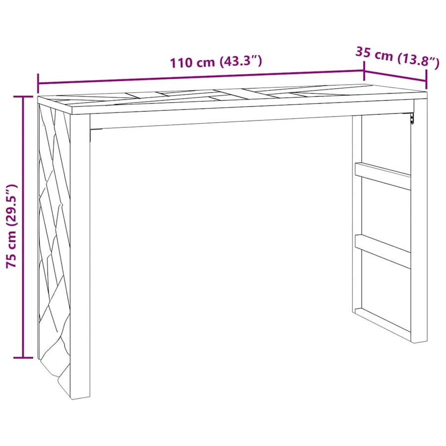 Table console 110x35x75 cm bois massif d'acacia - 9