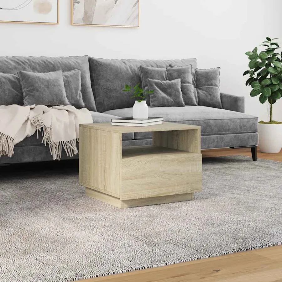 Table basse avec lumières LED chêne sonoma 50x49x40 cm - 4