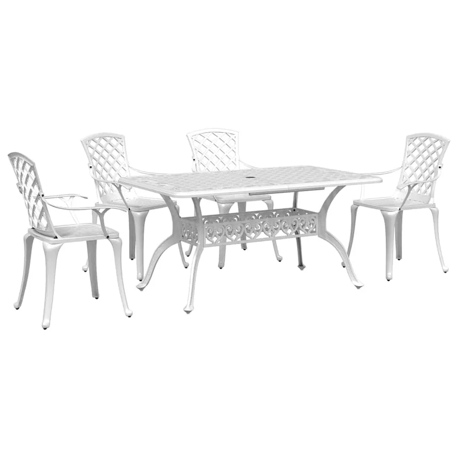 Ensemble à manger de jardin 5 pcs blanc aluminium coulé - 2