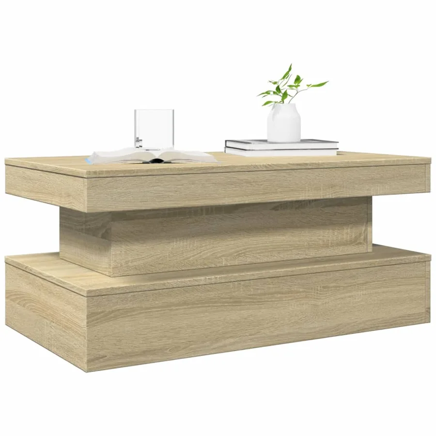 Table basse avec lumières LED chêne sonoma 90x50x40 cm - 6