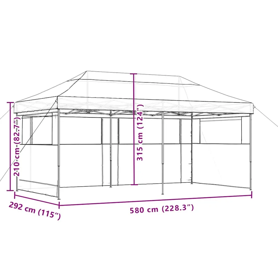 Tente de réception pliable escamotable avec 3 parois latérales - 9