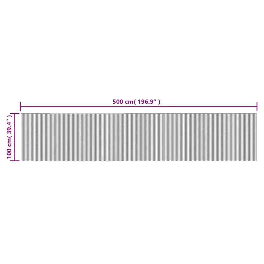 Tapis rectangulaire marron foncé 100x500 cm bambou - 8