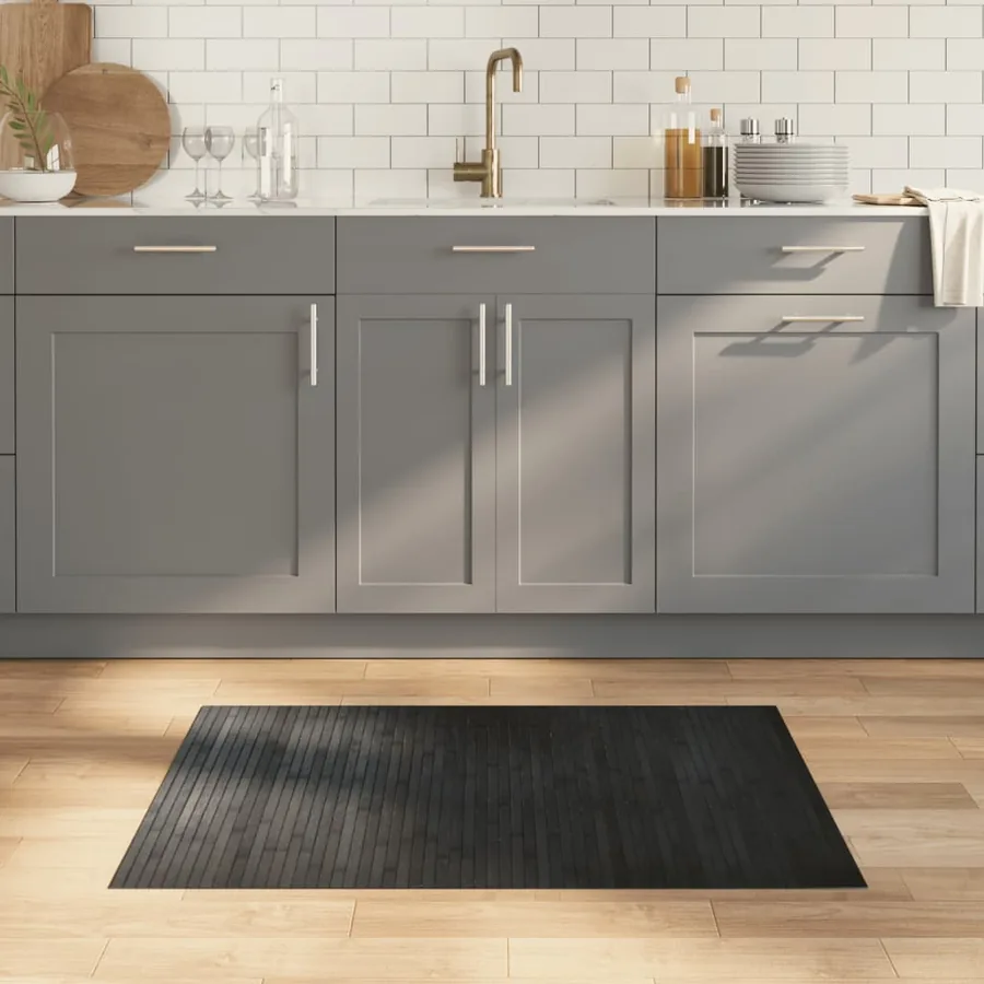 Tapis rectangulaire gris 70x100 cm bambou