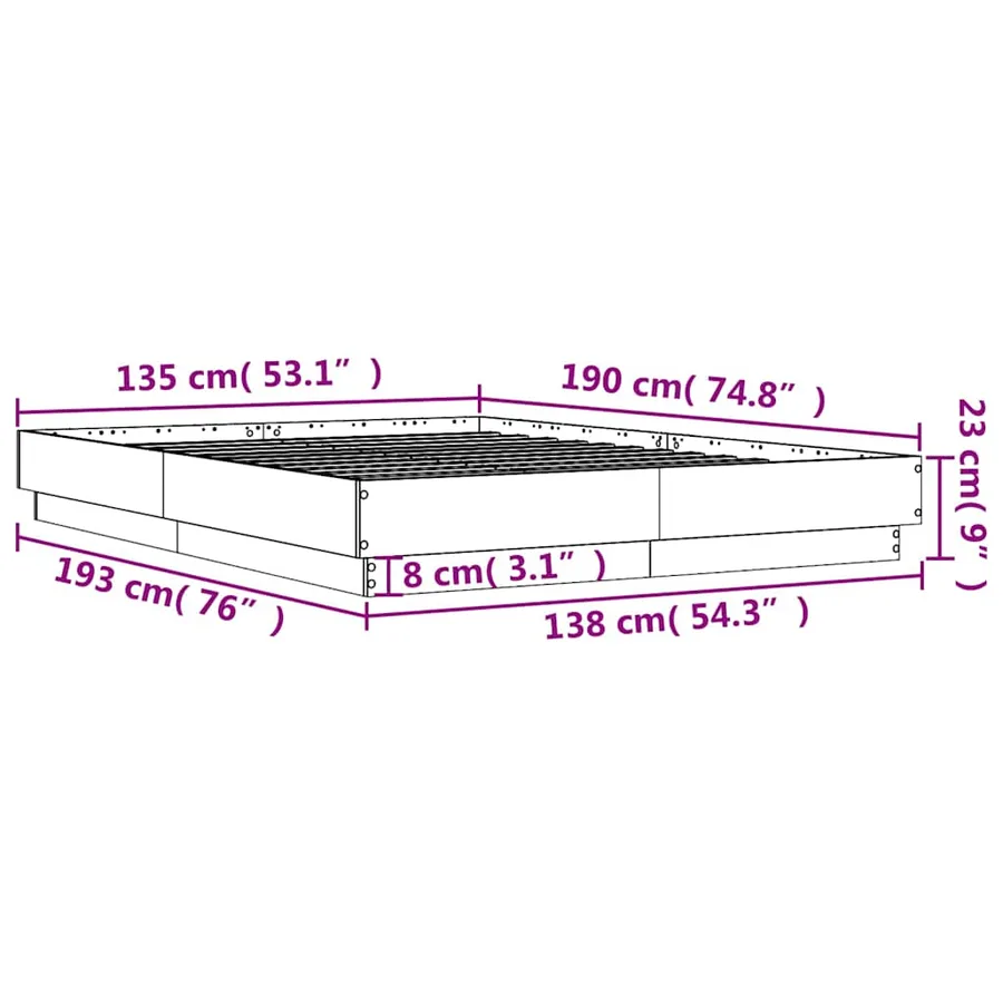 Cadre de lit sans matelas blanc 135x190 cm - 9