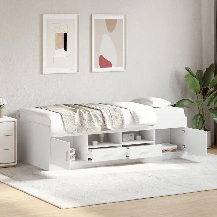 Lit de jour avec tiroirs sans matelas blanc 90x200 cm
