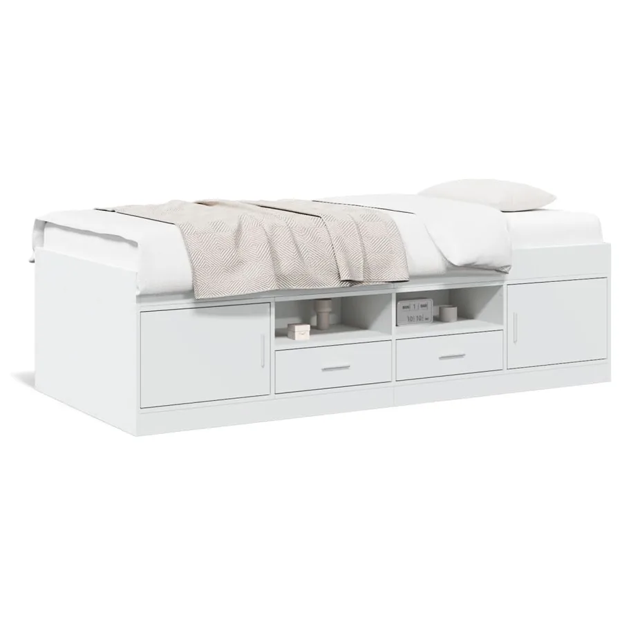 Lit de jour avec tiroirs sans matelas blanc 90x200 cm - 2