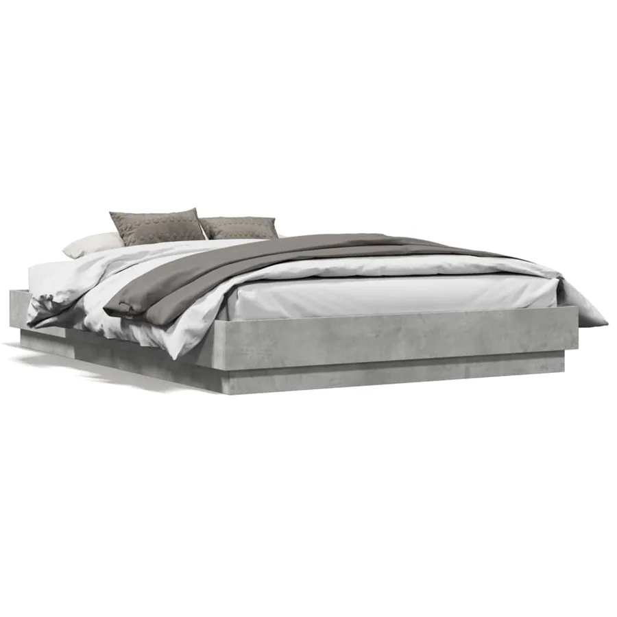 Cadre de lit sans matelas gris béton 135x190 cm - 2