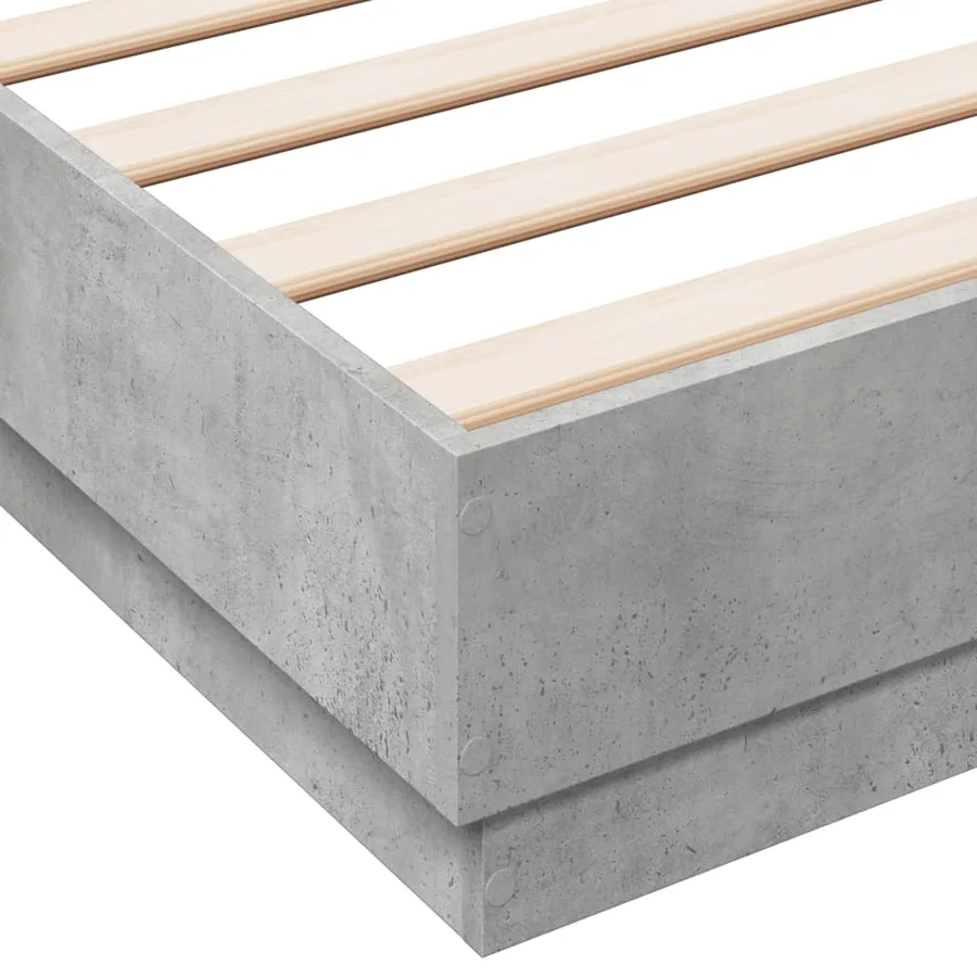 Cadre de lit sans matelas gris béton 135x190 cm - 7