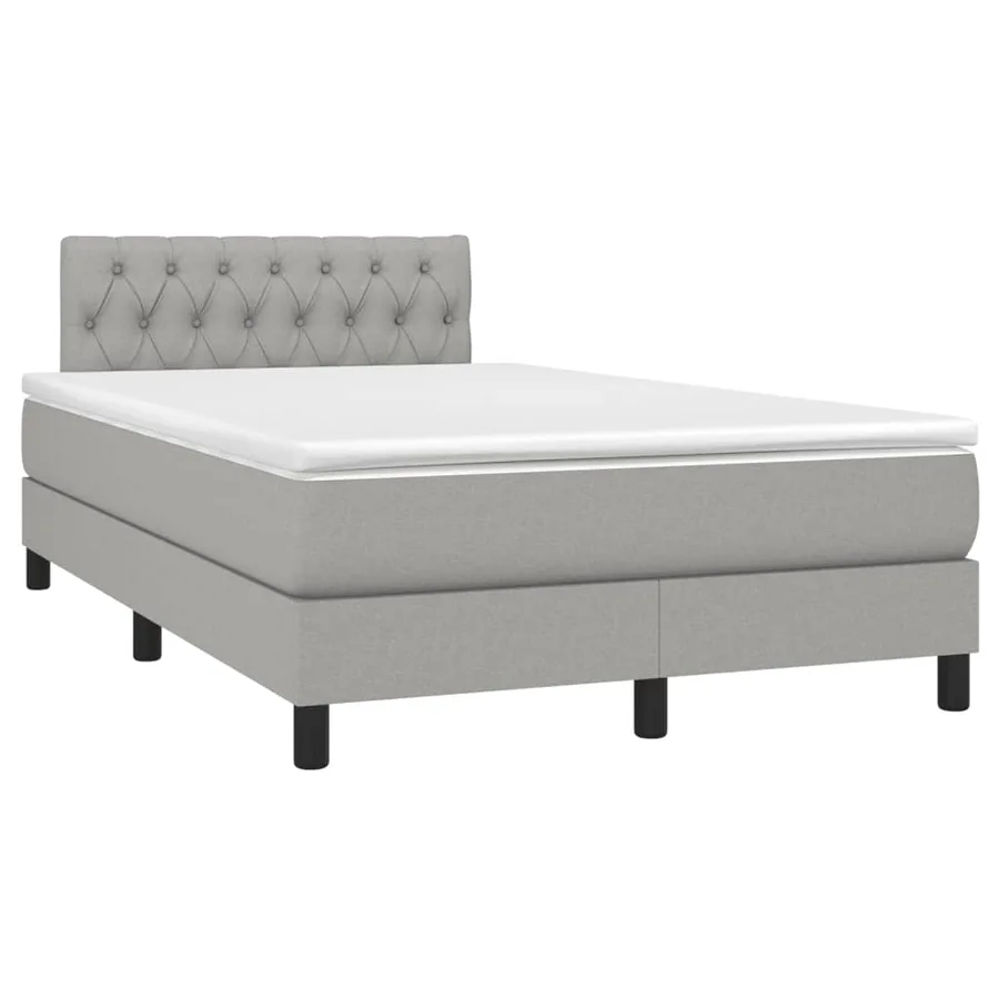 Sommier à lattes de lit et matelas gris clair 120x190 cm tissu - 2