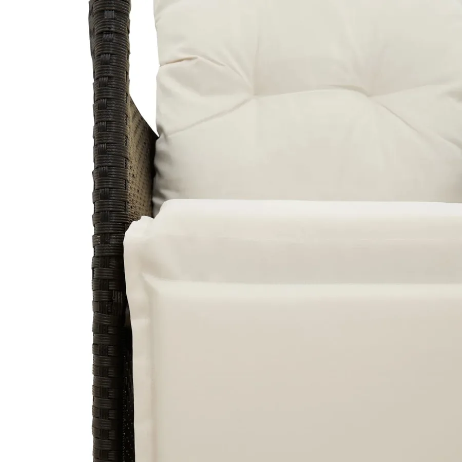 Canapé de jardin inclinable 2 places avec table noir poly rotin - 9