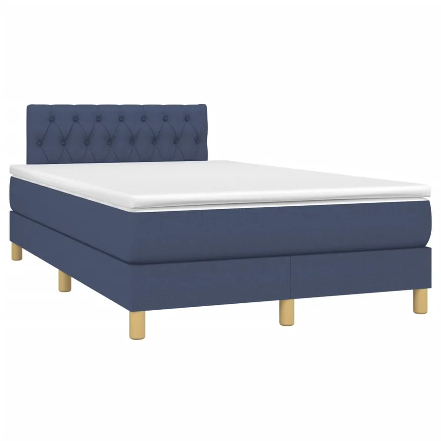 Sommier à lattes de lit avec matelas bleu 120x190 cm tissu - 2