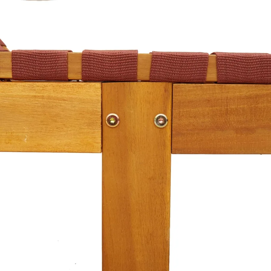 Chaises longues lot de 2 rouge bois d'acacia solide et tissu - 8