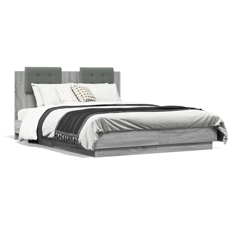 Cadre de lit sans matelas sonoma gris 120x190 cm - 2