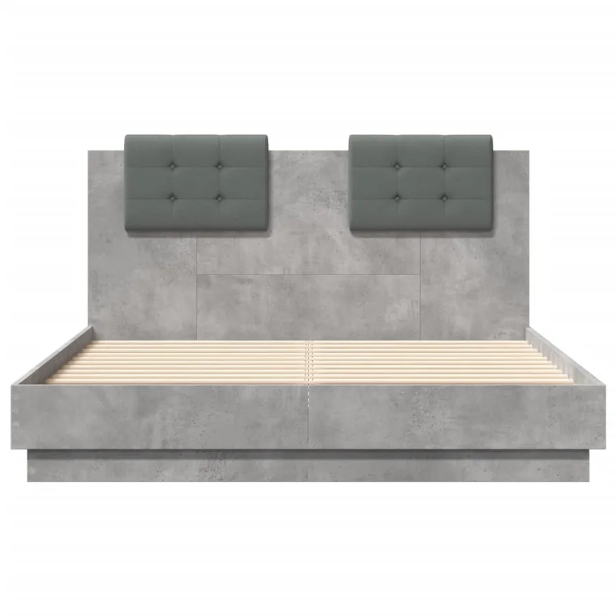Cadre de lit sans matelas gris béton 120x190 cm - 4