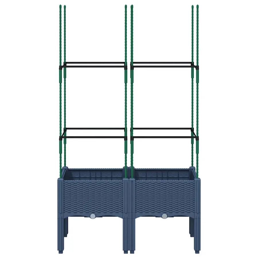 Jardinière avec treillis bleu gris 80x40x142,5 cm PP - 3
