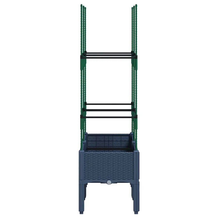 Jardinière avec treillis bleu gris 80x40x142,5 cm PP - 4