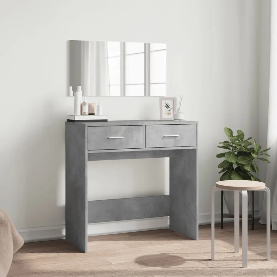 Coiffeuse avec miroir gris béton 80x39x80 cm - 3