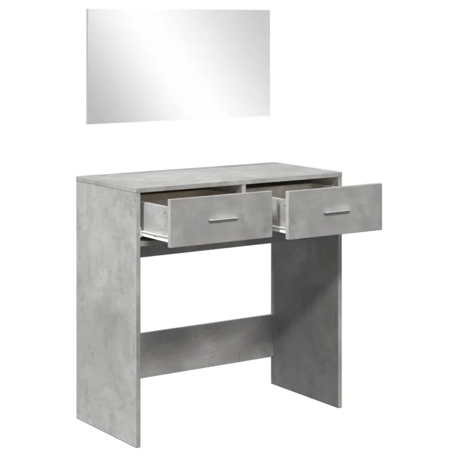 Coiffeuse avec miroir gris béton 80x39x80 cm - 4