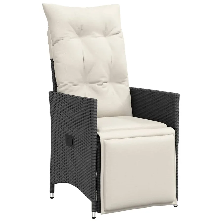 Ensemble de bistro 3 pcs avec coussins noir résine tressée - 3