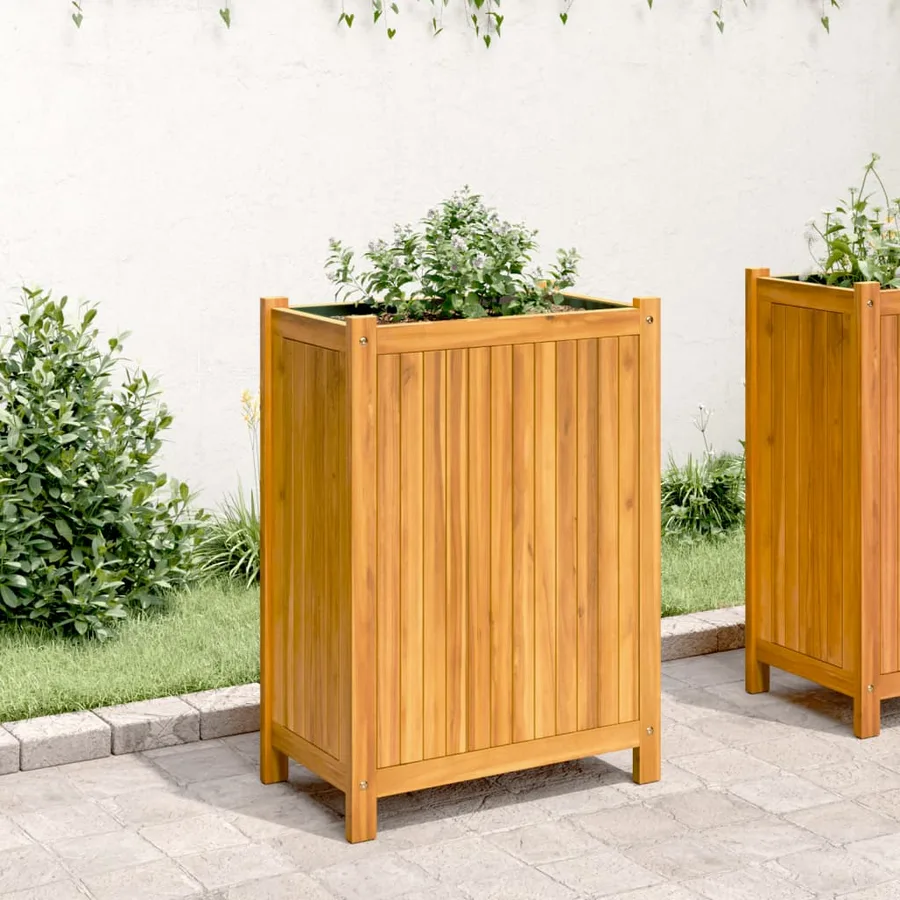 Jardinière avec doublure 54x31x75 cm bois massif d'acacia - 3