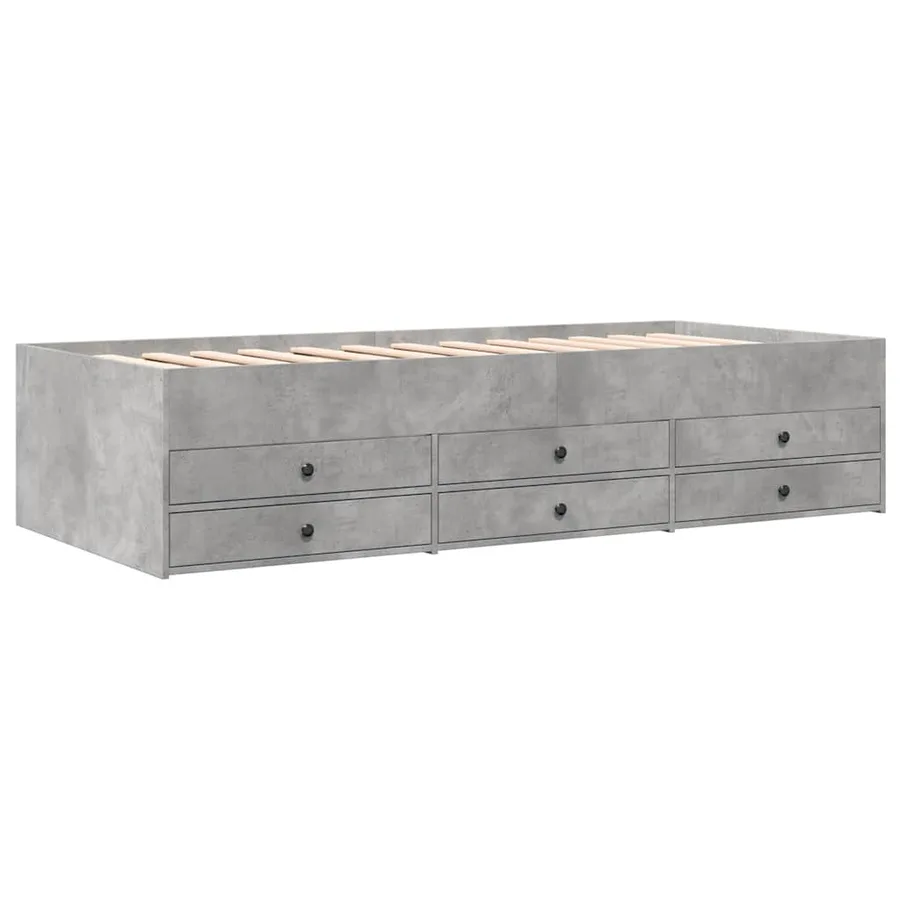 Lit de jour avec tiroirs sans matelas gris béton 75x190 cm - 3