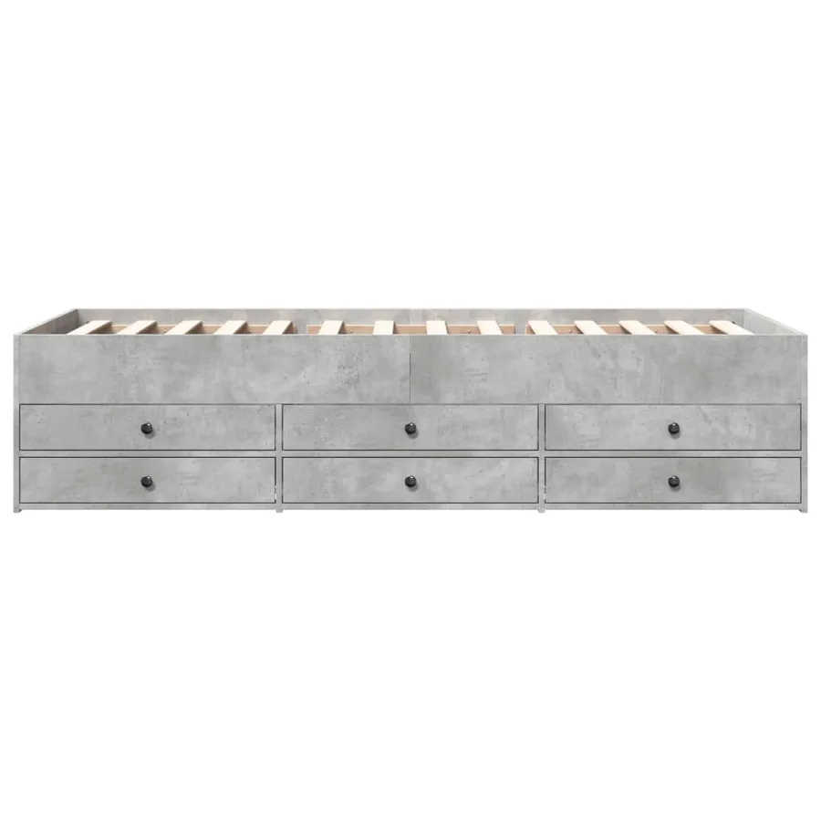 Lit de jour avec tiroirs sans matelas gris béton 75x190 cm - 4