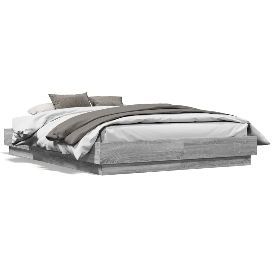 Cadre de lit sans matelas sonoma gris 135x190 cm - 2