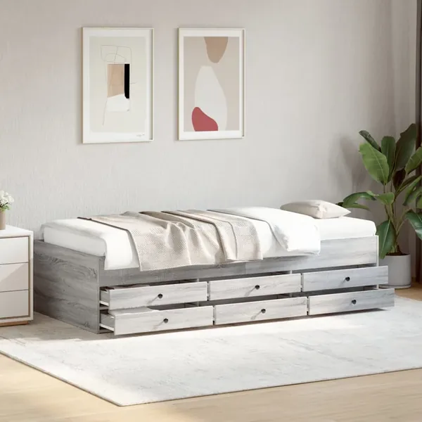Lit de jour avec tiroirs sans matelas sonoma gris 75x190 cm