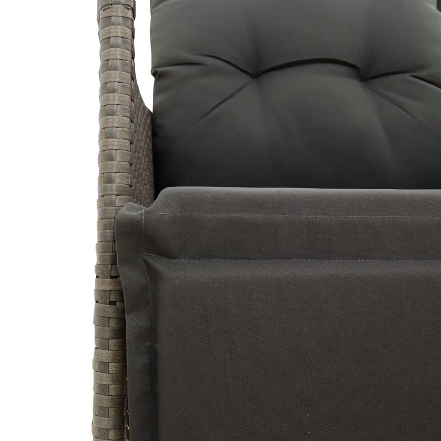 Canapé de jardin inclinable 2 places avec table gris poly rotin - 9