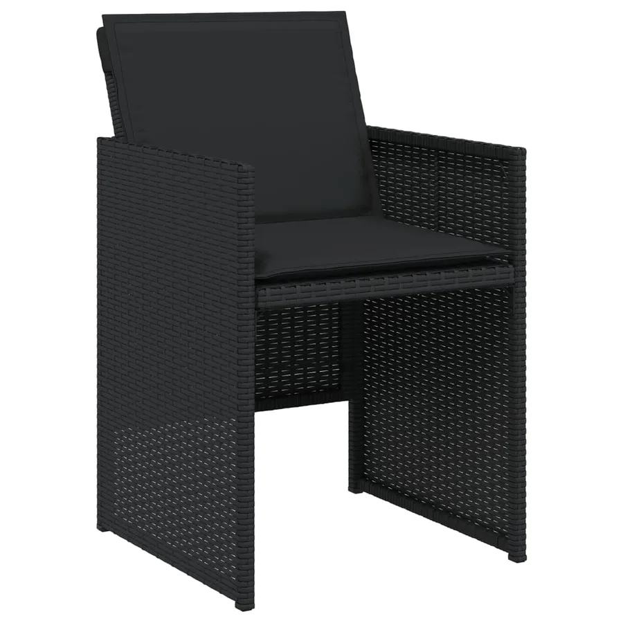 Chaises de jardin lot de 4 avec coussins noir résine tressée - 3