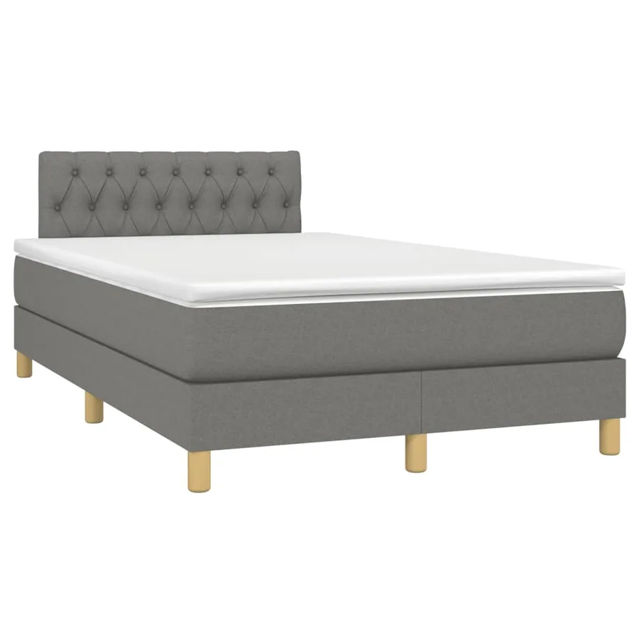 Sommier à lattes de lit matelas LED gris foncé 120x190 cm tissu - 3