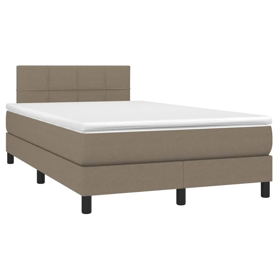 Sommier à lattes de lit matelas et LED taupe 120x190 cm tissu - 3