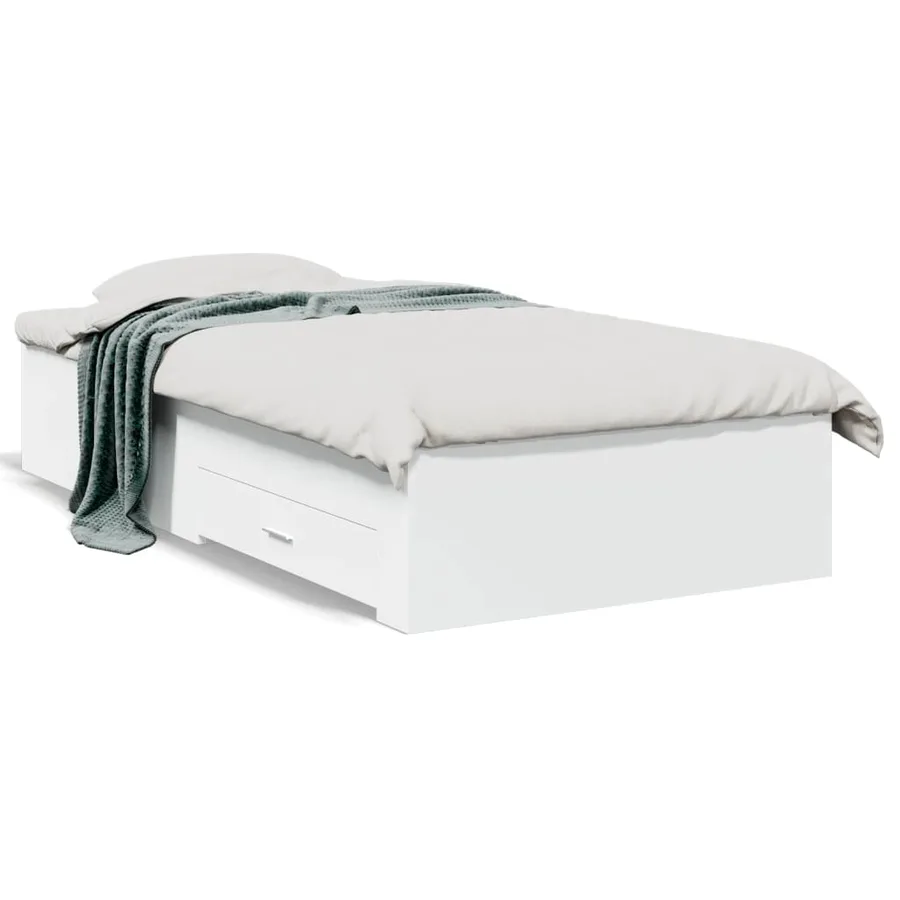 Cadre de lit avec tiroirs sans matelas blanc 90x200 cm - 2