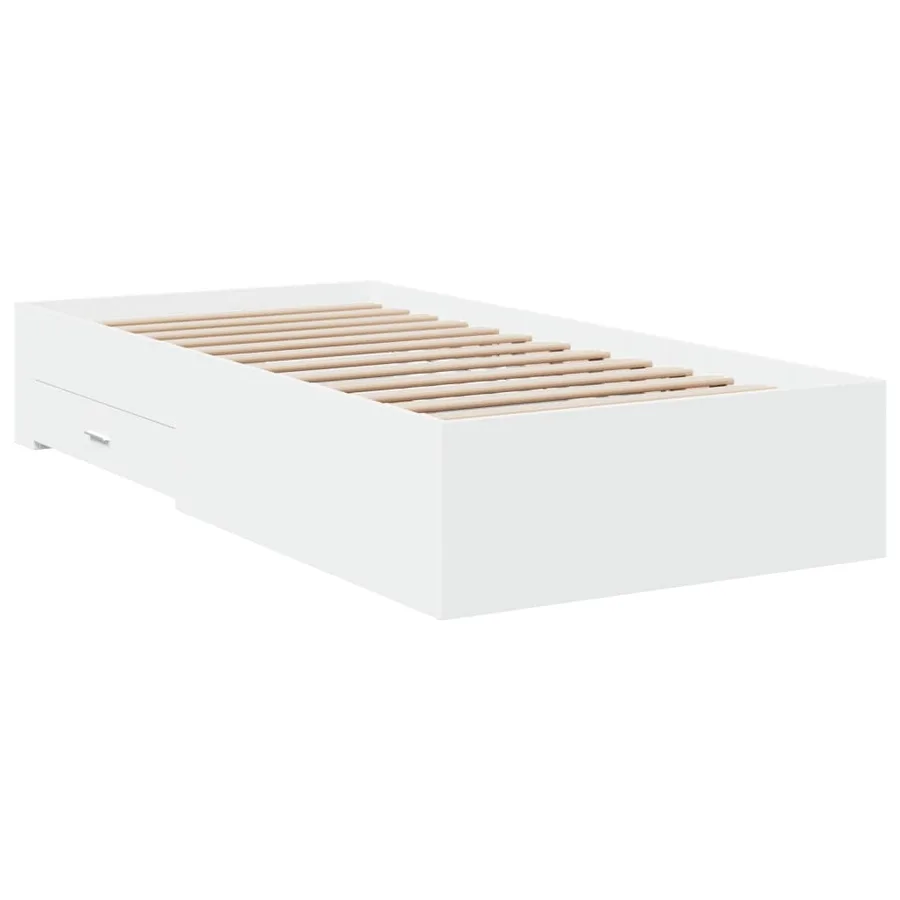 Cadre de lit avec tiroirs sans matelas blanc 90x200 cm - 3