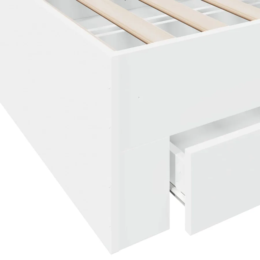 Cadre de lit avec tiroirs sans matelas blanc 90x200 cm - 8
