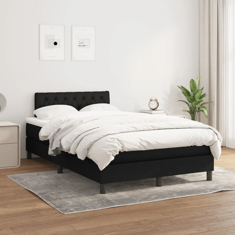 Sommier à lattes de lit avec matelas noir 120x190 cm tissu - 3