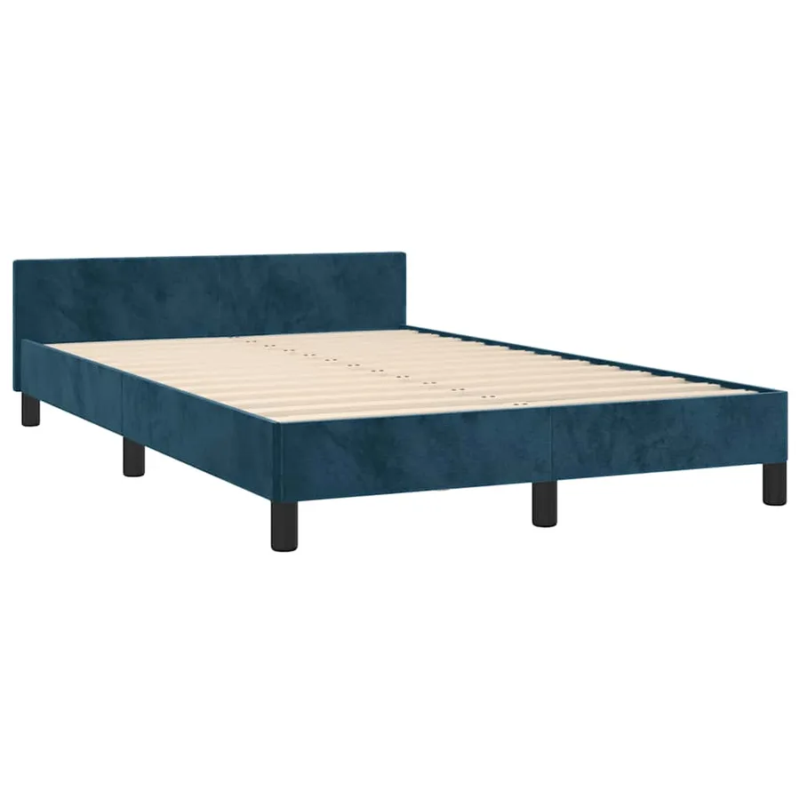 Cadre de lit sans matelas bleu foncé 120x190 cm velours - 5