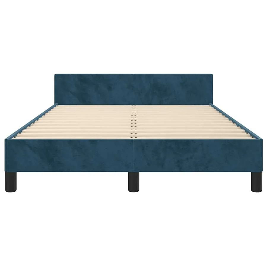 Cadre de lit sans matelas bleu foncé 120x190 cm velours - 6