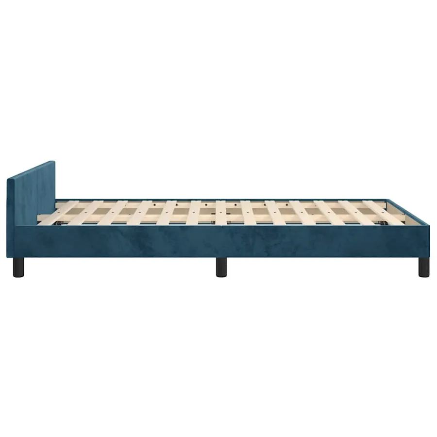 Cadre de lit sans matelas bleu foncé 120x190 cm velours - 7
