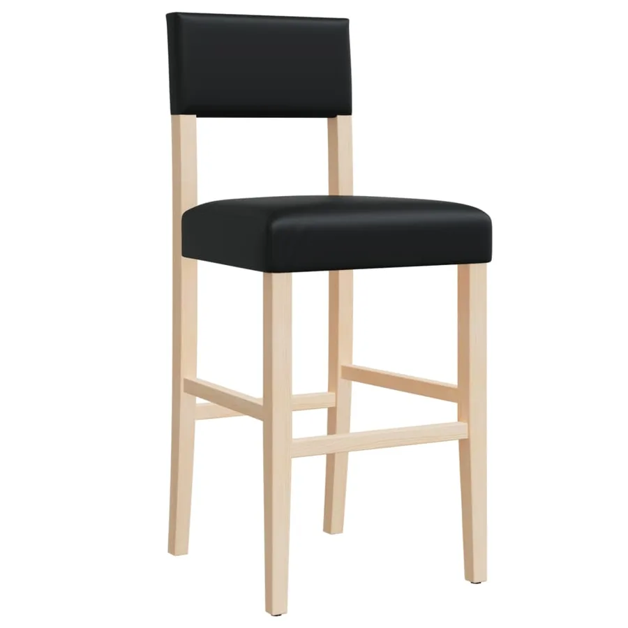 Chaises de bar lot de 2 bois massif d'hévéa et similicuir - 4