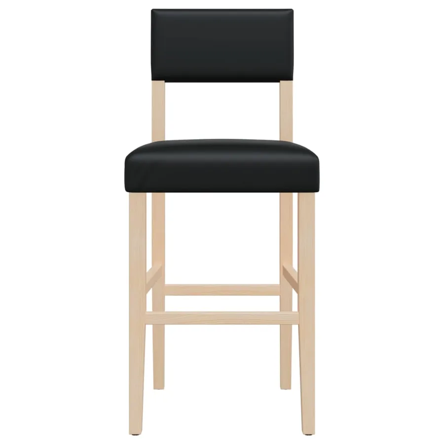 Chaises de bar lot de 2 bois massif d'hévéa et similicuir - 5