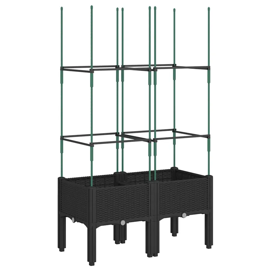 Jardinière avec treillis noir 80x40x142,5 cm PP - 2