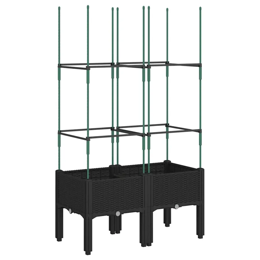 Jardinière avec treillis noir 80x40x142,5 cm PP - 5