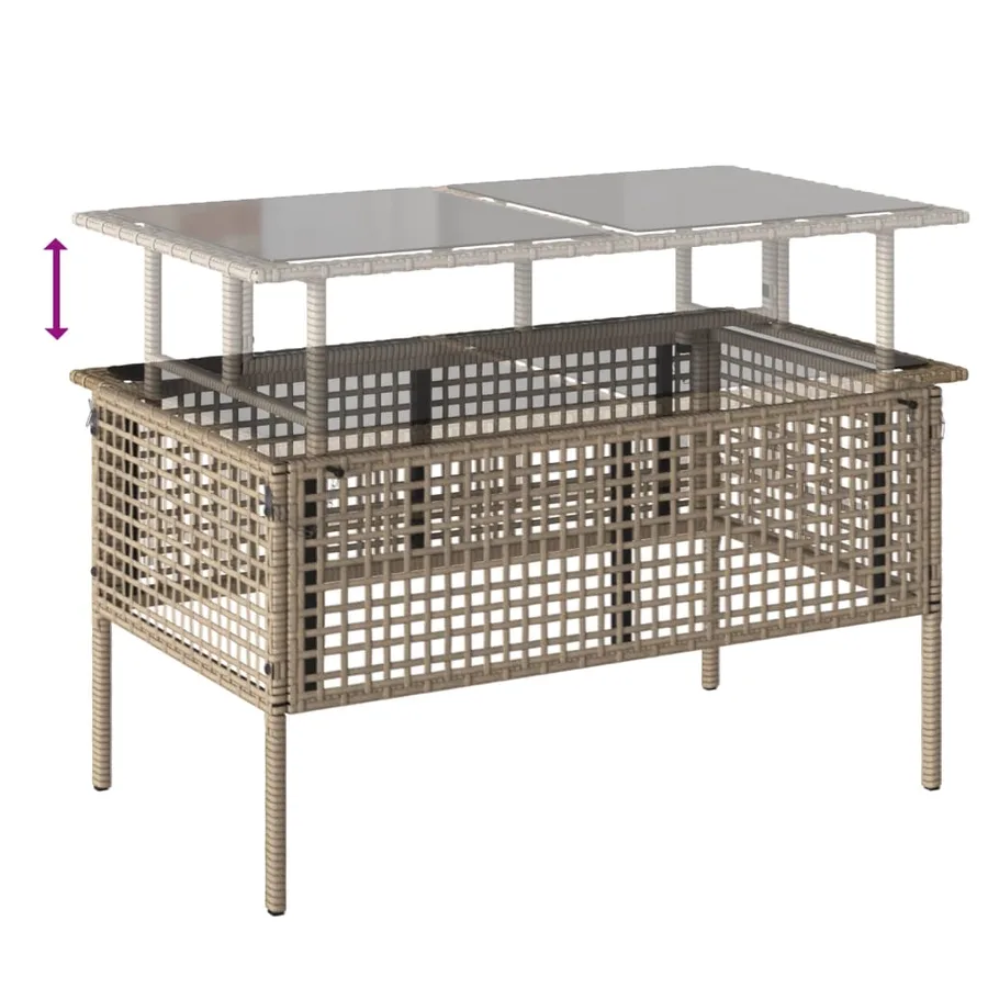 Salon de jardin avec coussins 4 pcs beige résine tressée verre - 10