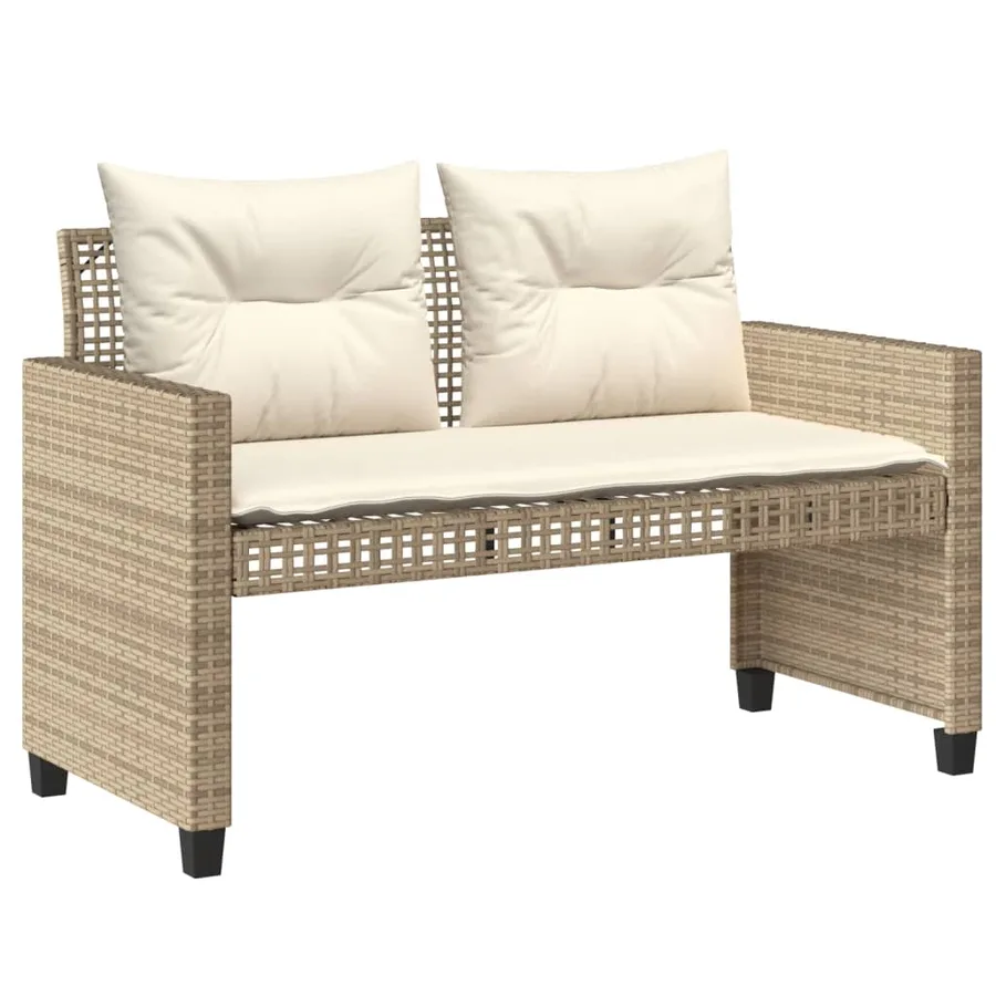 Salon de jardin avec coussins 4 pcs beige résine tressée verre - 4