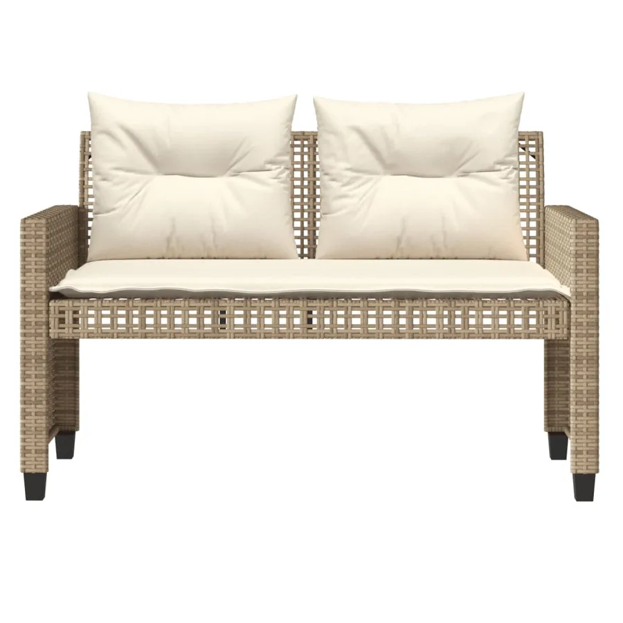 Salon de jardin avec coussins 4 pcs beige résine tressée verre - 5