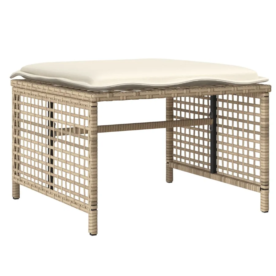 Salon de jardin avec coussins 4 pcs beige résine tressée verre - 6