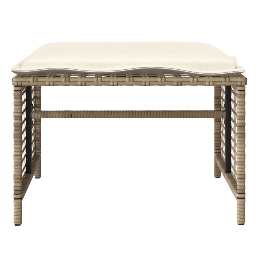 Salon de jardin avec coussins 4 pcs beige résine tressée verre - 7