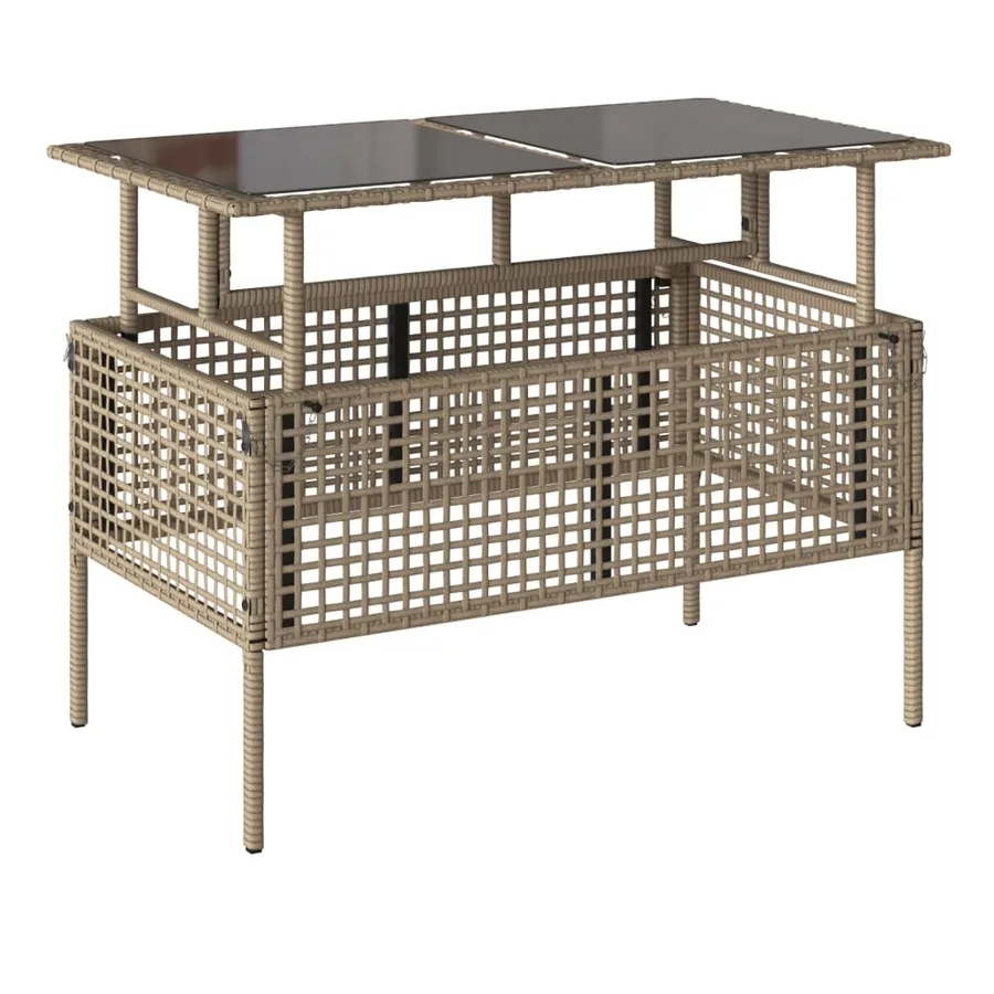 Salon de jardin avec coussins 4 pcs beige résine tressée verre - 8